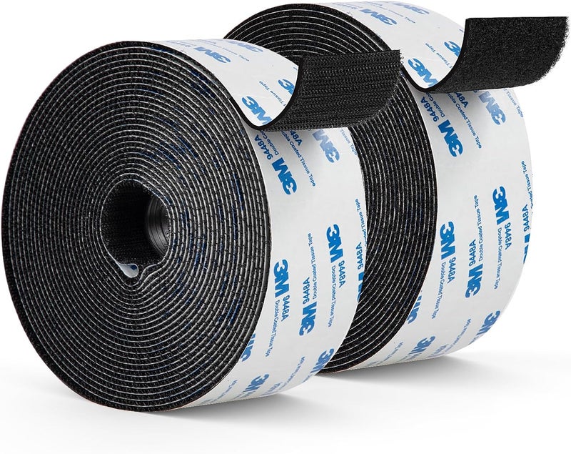 Surekeep Hook and Loop Tape 2" x 22ft, Self Adhesive Strips with Strong 9448A Backing, Interlocking Nylon Fabric Fastener for Heavy Duty Applications, Carpets, Cushions, Garage, Outdoor Black - Image 1